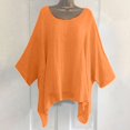 thumbnail image 2 of Lisingtool Women's Fashionable And Casual Large Size Loose Cotton Nine Point Sleeve Top T Shirt Orange, 2 of 4