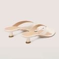 thumbnail image 4 of XYD Women Open Round Toe Flip Flops Slip on Low Kitten Heels Mules Casual Dress Summer Beach Thong Sandals Size 8 Ivory White, 4 of 4