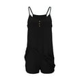 thumbnail image 3 of Plus Size Womens Shorts Women Solid Color Suspender Bodysuit Jumpsuit Shorts Black Xxl, 3 of 8