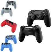 Insten 4-Pack (Black + Clear White + Blue + Red) Silicone Skin Case For Sony PS4 PlayStation 4 Remote Controller
