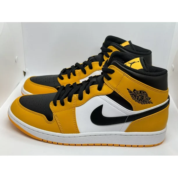 Ni - ke AIR JORDAN 1 MID / Men's Size 10.5 /554724701 / Taxi / Black White Yellow