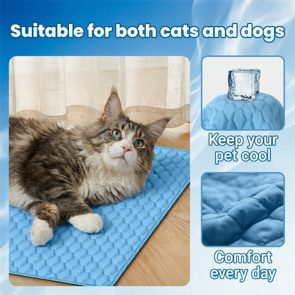 Cat Cooling Mat Outdoor, Breathable Dog Cooling Mats, Lightweight Cooling Pad for Cats, Pet Cooling Mat for Cats, Summer Comfort Pet Cooling Pad Multi Size Washable for Crate Lawn Camping Travel