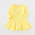 thumbnail image 6 of JUMEYU Baby Girls Ruffled Flannel Long Sleeve Medium Length Solid Color Casual Dress 24 36 Months (Yellow,24-36 Months), 6 of 7