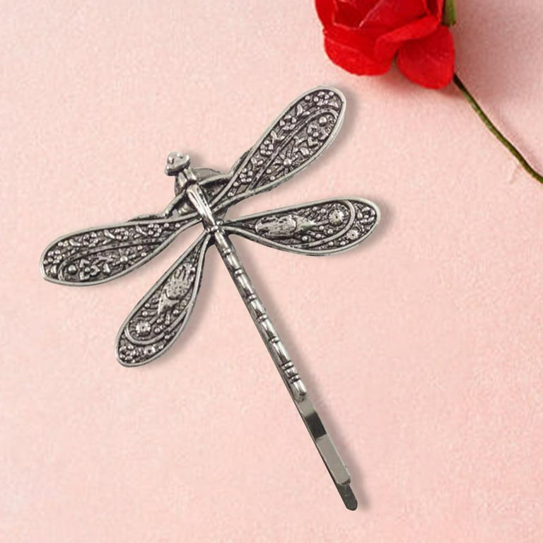2 PCS Ancient Silver Retro Dragonfly Hairpin Wedding Hair Clips