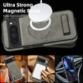 thumbnail image 4 of Magnetic for Google Pixel 9 Pro XL PU Leather Case, Compatible with Magsafe, Built-in Invisible Stand, Premium Ultra Slim Adjustable Kickstand Protective Phone Case for Google Pixel 9 Pro XL, Gray, 4 of 8