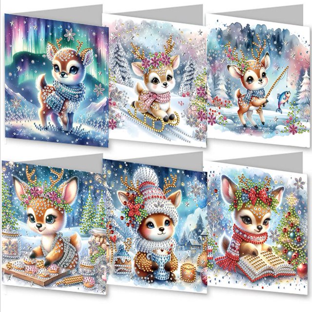 Christmas DIY Greeting Cards Set, 5D Craft Kit for Creating Memorable Holiday Moments, Diverse Festive Designs, Easy Instructions, High-Quality Cardstock & Resin