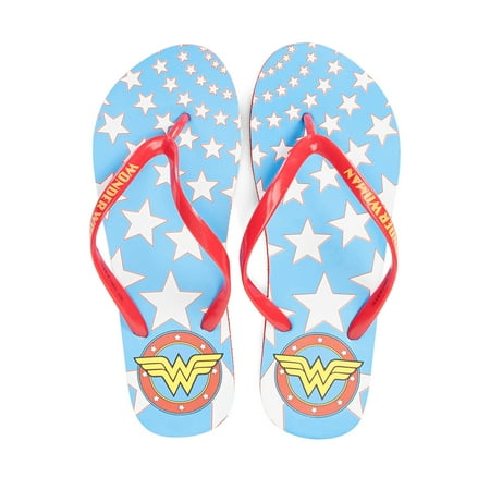 - DC Comics Wonder Woman Printed Logo Womens Flip Flop Sandals | L