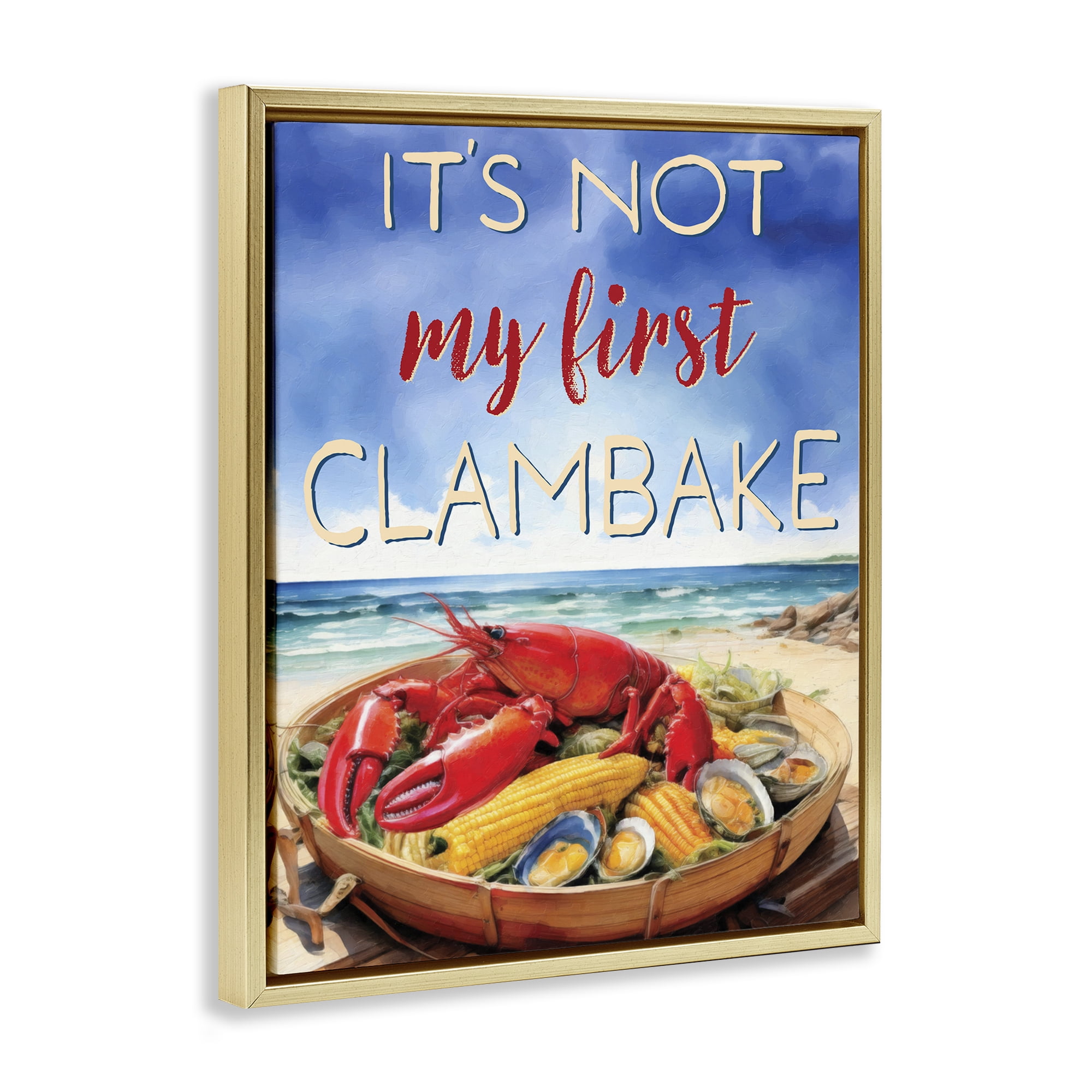 Stupell Industries Not My First Clambake Gold Framed Floater Canvas Wall Art, design by Grotto Studios