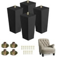 thumbnail image 2 of 6 in Square Black Solid Wood Furniture Legs, Adjustable Feet, Set of 4, 800 lbs, 2 of 7