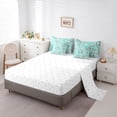 thumbnail image 4 of Castle Fairy Modern Abstract Square Frame Full Size Bedding Sets 7 Pieces,Watercolor Soft Border Motif Full Size Bed in a Bag,Mint Teal Turquoise,Reversible, 4 of 7