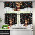 thumbnail image 3 of Yuyamidu Santa Reindeer Kitchen Window Curtains Valance and Tier 3 Panel Set Easy to Install Short Tier Curtains Rod Pocket Contemporary Trendy Valances Home Decor, 3 of 5
