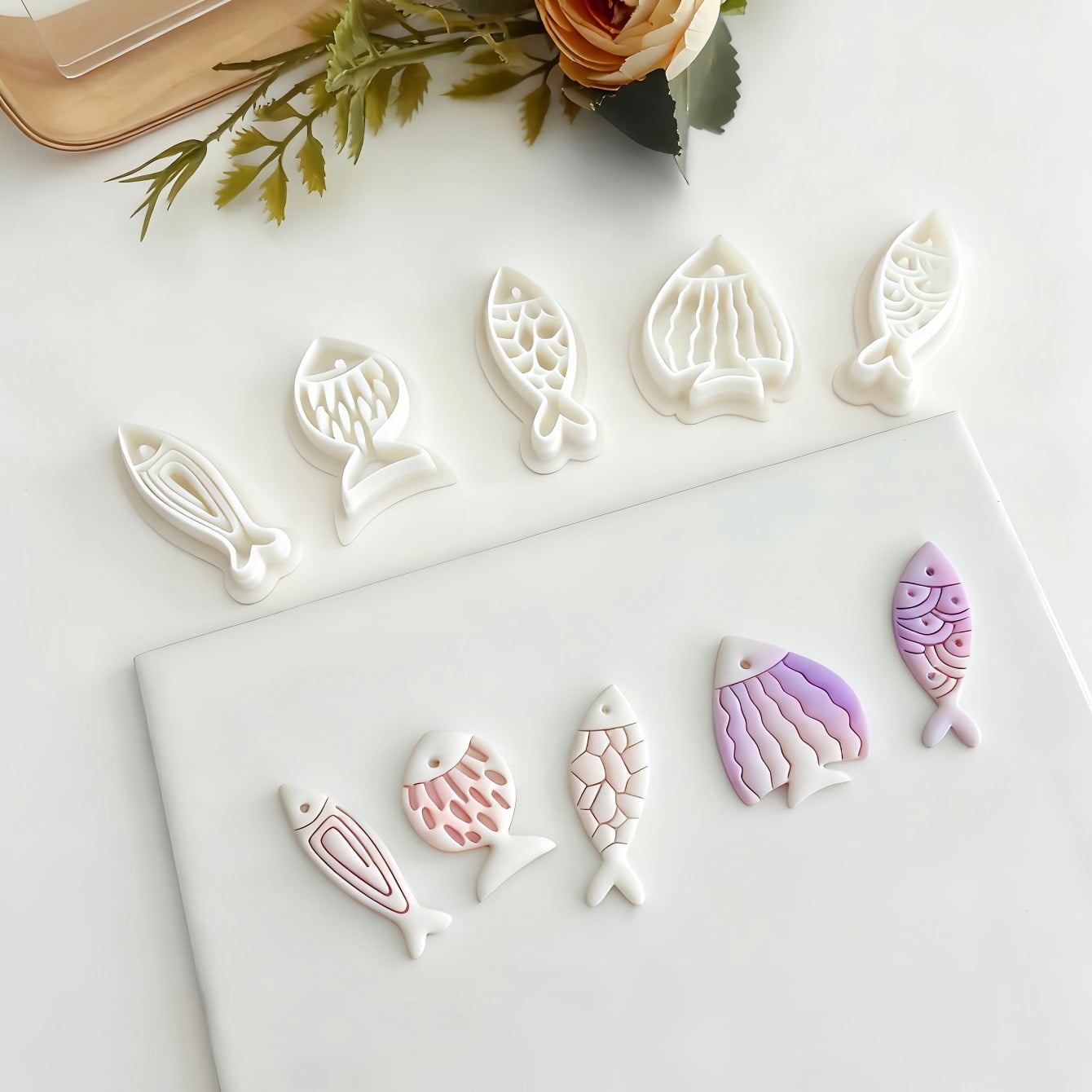 5-piece soft clay fish earring mold DIY jewelry hand-making tool set