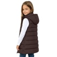 thumbnail image 6 of Boys Puff Vest Outwear with Hood Full Zip Warm Sleeveless Casual Kids Winter Jacket Brown 12, 6 of 8