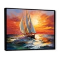 thumbnail image 2 of Designart "Minimalism Sailboat flow VI" Sailing Boat Floater Framed Wall Art Print, 2 of 7