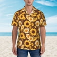 thumbnail image 4 of Balery Vintage Wood Grain Sunflower A Print Men's Hawaiian Shirts Short Sleeve Beach Shirt Relaxed Fit Vacation Button Down Shirts-3X-Large, 4 of 9