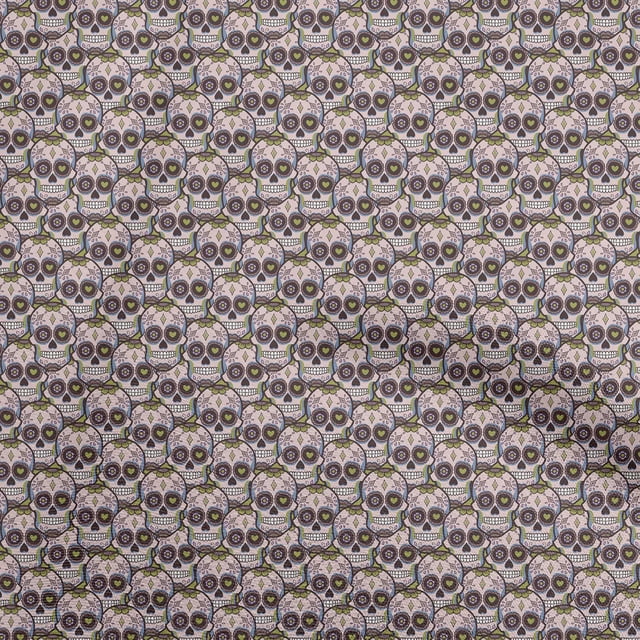 oneOone Cotton Poplin Light Pink Fabric Skull Craft Projects Decor Fabric Printed By The Yard 42 Inch Wide