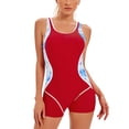 thumbnail image 1 of Traje de baño de una pieza rojo de talla grande con protección para el pecho y detalle de abertura, XXL, escote en U con efecto tie dye, 1 of 7