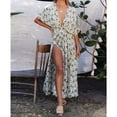 thumbnail image 2 of Vestido largo sexy con escote en V profundo de TEELYNN para mujer, vestidos 2023 con estampado floral vintage, vestidos bohemios con abertura lateral, vestidos casuales de playa de verano, 2 of 5