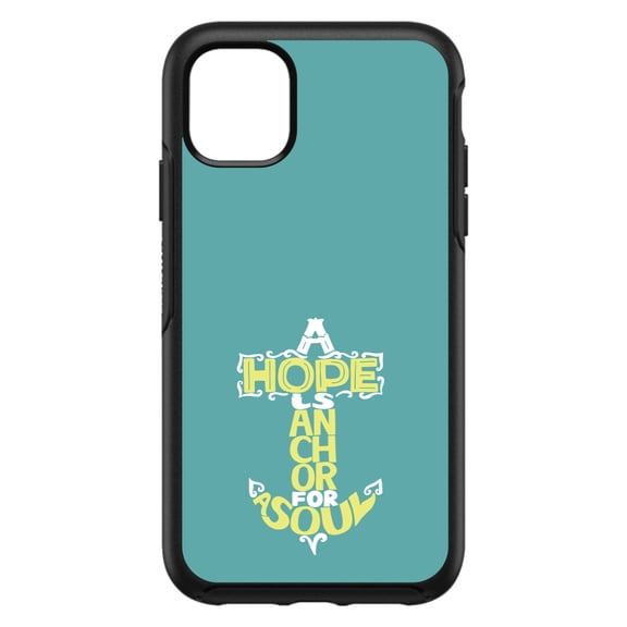 DistinctInk Custom SKIN / DECAL compatible with OtterBox Symmetry for iPhone 11 Pro MAX (6.5" Screen) - Hope is an Anchor for a Sould - Yellow Teal