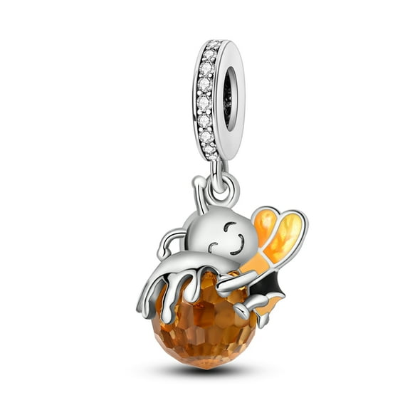 Honeybee Honey Jar PendantCharm, Compatible with Most Bracelet, Charm for Bracelet