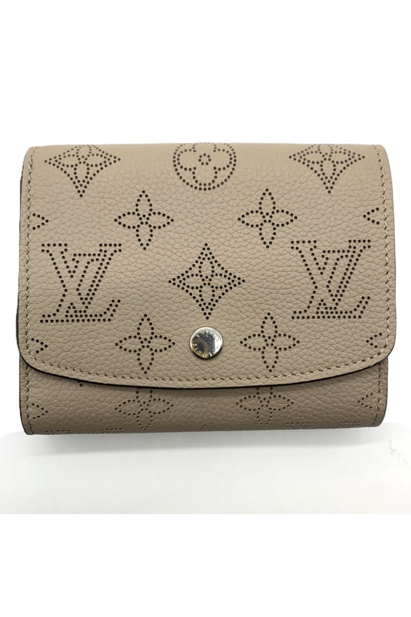 Pre-Owned Louis Vuitton Bi-fold Wallet Portefeuille Iris Compact Mahina M62542 Beige Women's...