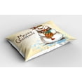 thumbnail image 2 of Ambesonne Snowman Pillow Sham 2 Pack, Xmas Sketch, 30"x20", Cream Brown Blue, 2 of 3