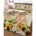 thumbnail image 3 of Quilts Twin Size Bedding Set, Cute Puppy Sunflowers Lightweight Quilted Comforter, Farmhouse Eucalyptus Retro Beige Soft Reversible Bedspread Coverlet with Pillow Covers for All Season, 68" x 86", 3 of 7
