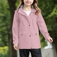 thumbnail image 2 of Pink Jacket Girls Size 8 Age 2~10 Kids Hooded Button Down Jacket Rain Jacket Raincoat with Bow Cover Long Rainwear, 2 of 6