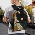 thumbnail image 6 of Honeii Abstract Gold Floral Galaxy Print School Backpack,Casual Lightweight Travel Rucksack Daypack,Backpacks for College High, 6 of 6