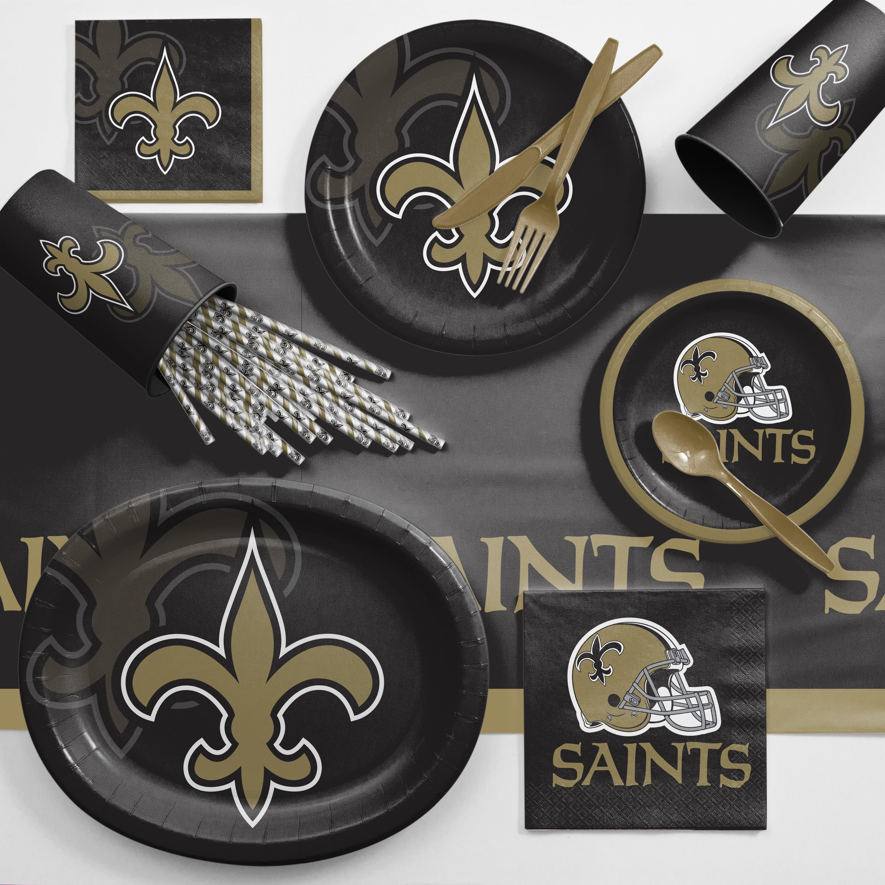 New Orleans Saints Round Paper Plates 24 Count for 24 Guests