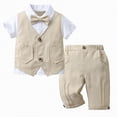 thumbnail image 2 of Baby Boys Gentleman Formal Outfits Toddler Boy Summer Wedding Pinstripe Vest Suit Kids Clothing Sets, 2 of 6
