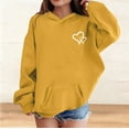 thumbnail image 2 of GiLiling Girls Preppy Heart Sweatshirt, Oversized Pullover Sweatshirt, Kids Fall Winter Long Sleeve Cute Print, Trendy Hoodie (Yellow, 12-13 Years), 2 of 8
