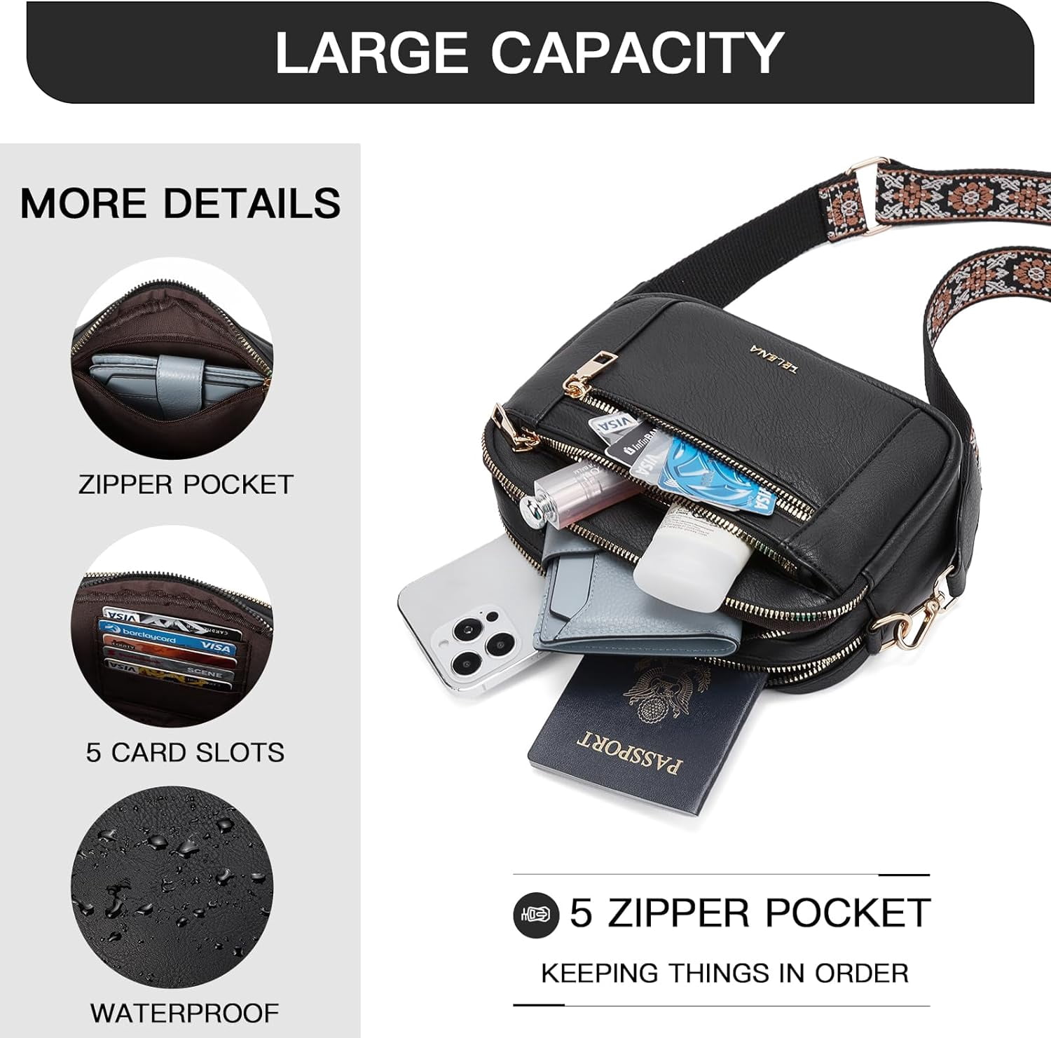 Crossbody Purse for Women Small Crossbody Bags Trendy Vegan Leather with Adjustable Shoulder Strap
