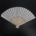 thumbnail image 4 of 10 Pcs 21cm White Color Fabric Hand Fan, Silk Hand Fan Wedding Party, 4 of 5