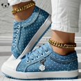 thumbnail image 5 of Domzle Canvas Sneakers for Women Dressy Fashion Lightweight Walking Non-Skid Shoes Slip On Loafers Sneaker Work Casual Shoes Light Blue 39, 5 of 5