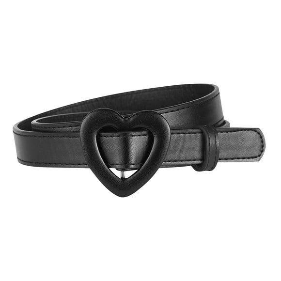 Ceinture pour Filles Enfants en Cuir Pu Ceinture de Taille Boucle Cœur Pêche Ceinture Mode avec Trou à Paillettes Décoration Ajourée Ceinture pour Fille Pantalon Jeans Robe Noir