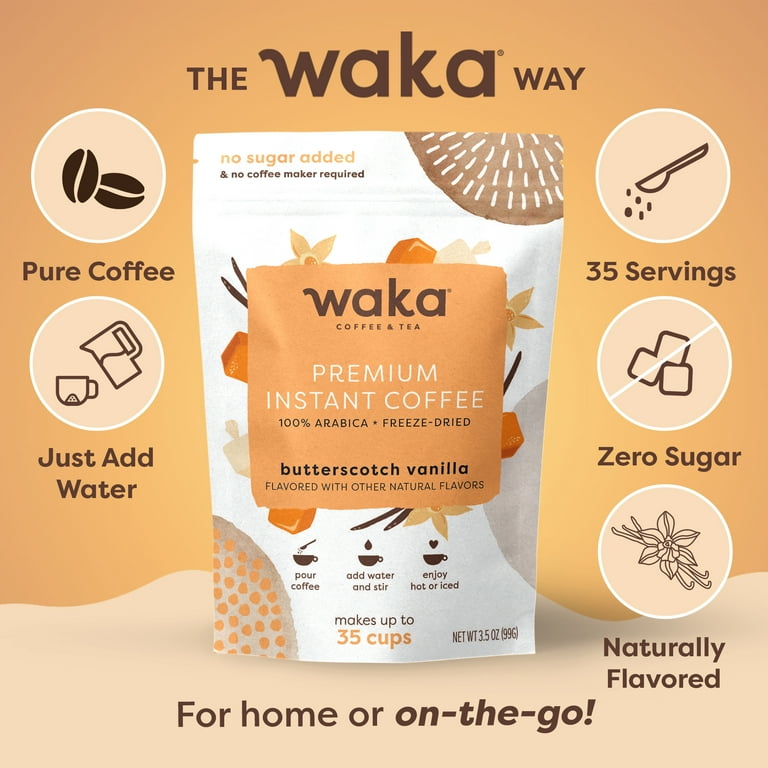 WAKA Instant Coffee Butterscotch Vanilla Flavored 100% Arabica