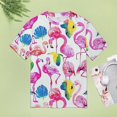 thumbnail image 4 of Flamingo Pattern Womens Tops Women's Fashion Casual Short Sleeve Flower Print Round Neck Pullover Top Blouse, 4 of 6