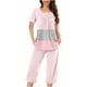 thumbnail image 2 of Sexy Pijama Conjunto para las Mujeres, Cuello Redondo Blusa de Manga Corta Y Pantalones, Traje de Moda Casual, 2 of 9