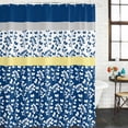 thumbnail image 3 of Shower Curtain Bathroom Set Country Leaves Dark Blue Waterproof Fabric Shower Curtains with Grommets&Hooks, Stitching Stripes Privacy Bath Curtain for Bathtub 72x72in, 3 of 9