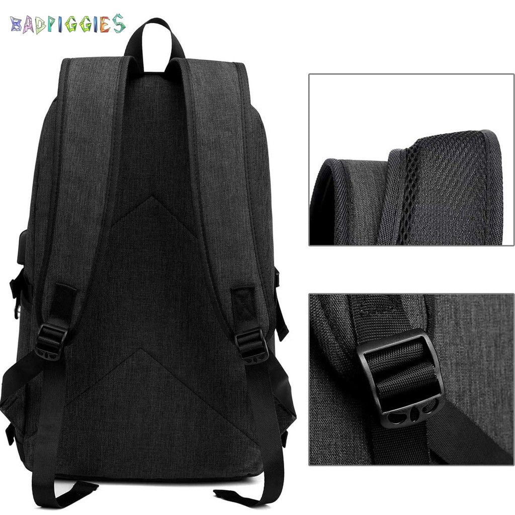 BadPiggies Travel Laptop Backpack Water Resistant Anti-Theft Bag with USB Charging Port and Lock