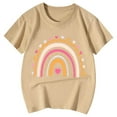 thumbnail image 3 of WhouRiu Big Girls' T Shirts Rainbow Print Short Sleeve Tee Tops Kids Comfy Soft Basic T-Shirt Beige,Sizes 8-9, 3 of 3