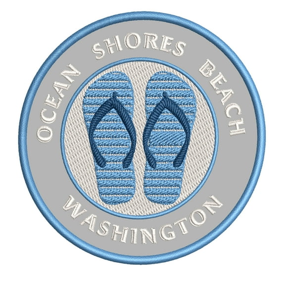 Ocean Shores Beach, Washington 3.5 Inch Iron Or Sew On Embroidered Fabric Badge Patch Ocean Beach, Salt Life Iconic Series