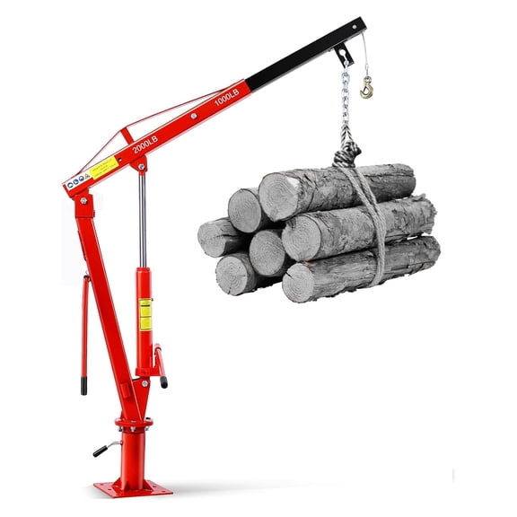 Pinypikaka Hydraulic Pickup Truck Crane, 2000lbs Capacity, 5in-80in Lift, 360° Swivel Folding Truck Jib Engine Hoist Crane