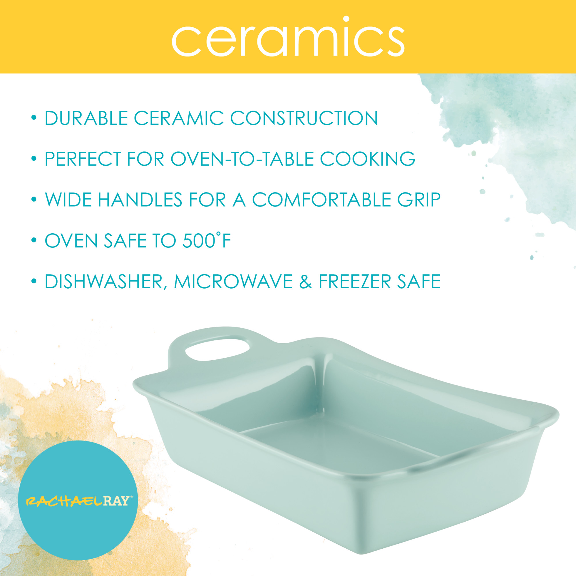 Rachael Ray 9 x 13 in. Ceramics Rectangular Baker, Teal