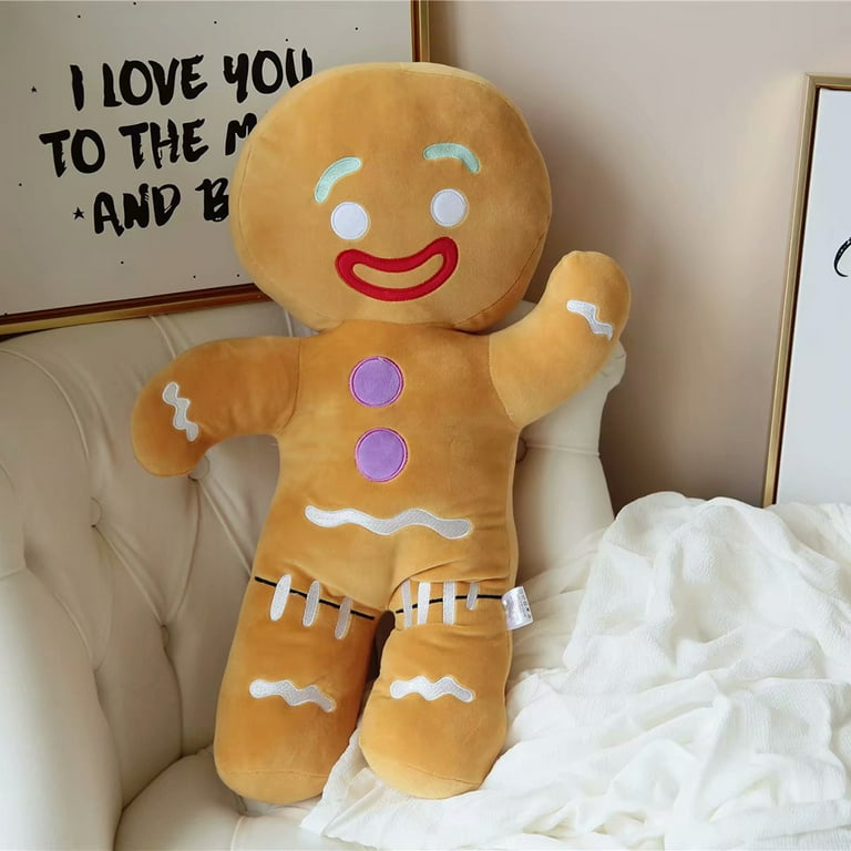Sardfxul Cute Gingerbread Man Plush Toy Soothing Cookie Man Cushion Home Decoration Plush