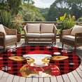 thumbnail image 4 of Round Area Rug 8 Ft, Red Christmas Washable Non-Slip Circle Carpet for Living Room/Bedroom, Cow Xmas Snowflake Winter Red Black Plaid Collection Low-Profile Large Area Rugs for Indoor, 4 of 8