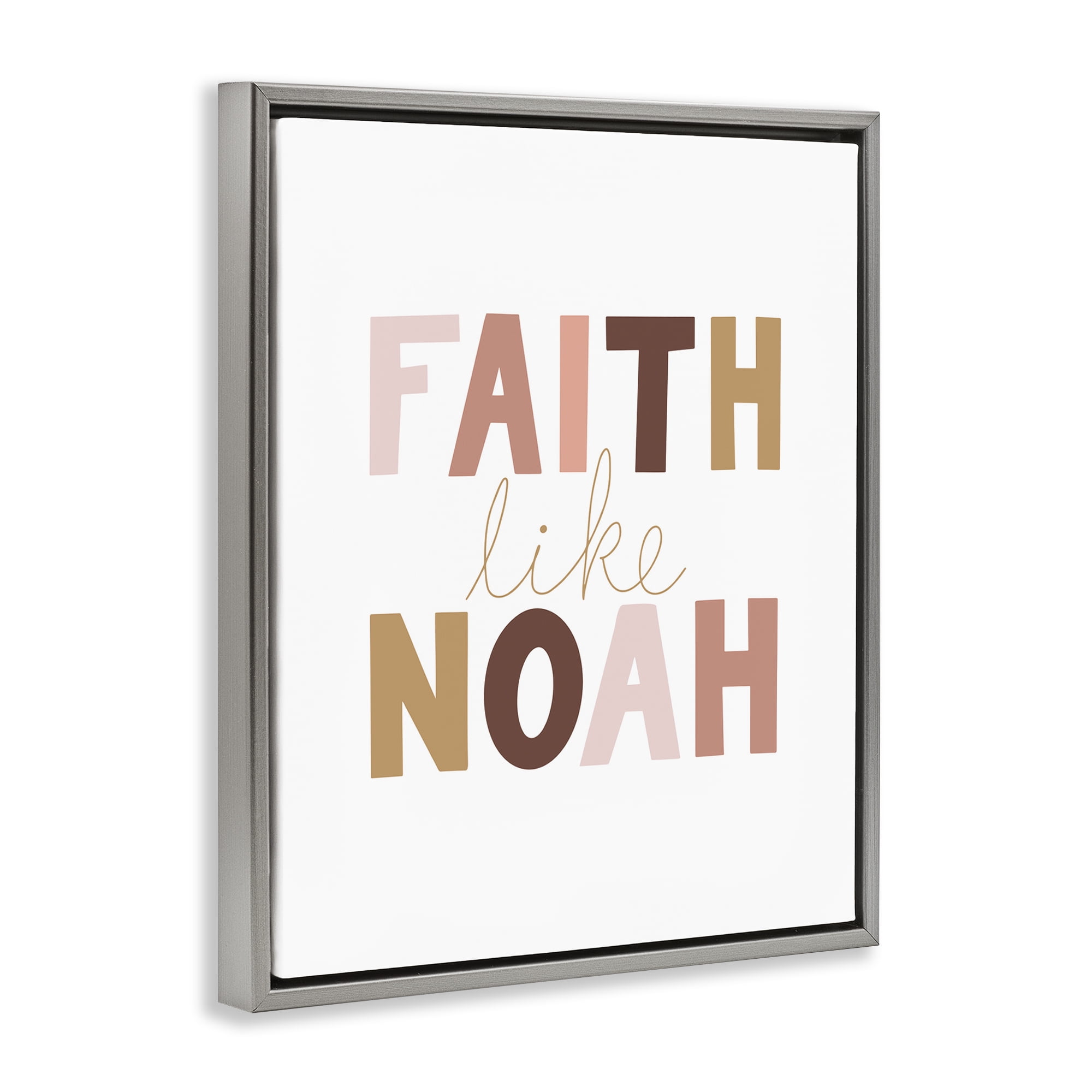 Stupell Industries Faith Like Noah Girl's Religious Painting Gray Floater Framed Art Print Wall Art, 17 x 21