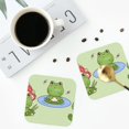 thumbnail image 4 of Yiaed Frog Amanita Mushroom Print Leather Coasters for Drinks - Cup Coasters Coffee Table Kitchen Table Bar, Home & Office Gifts Handmade Drink Coasters-Square, 4 of 6