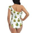 thumbnail image 5 of Cauagu Avocado Friends Print Women's Sexy One Piece Swimsuits One Shoulder Ruffle Tummy Control Bathing Suit Slimming Swimwear-XX-Large, 5 of 6